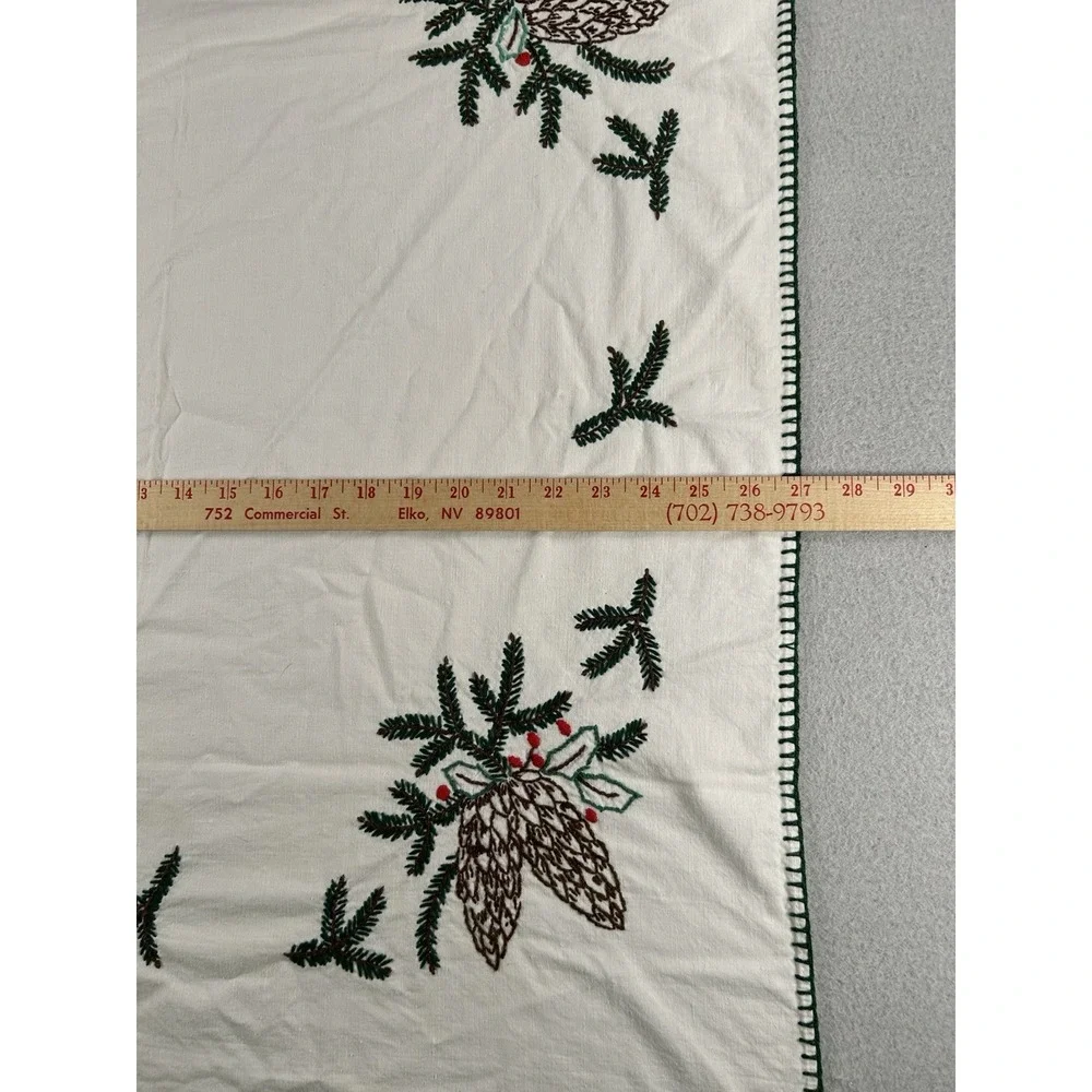Vintage Embroidered Christmas Table Scarf 30